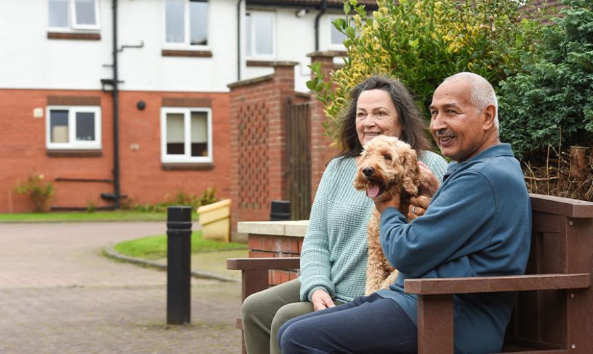  Sanctuary residents Maureen and Salih Messmarri using one of the new benches.